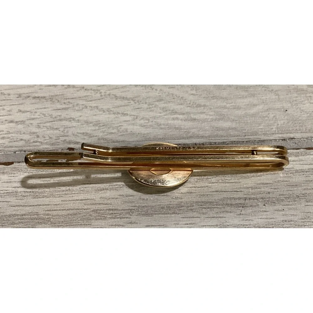 Goldtone Tie Bar w/Painted Roman Figures Head‎ Vintage